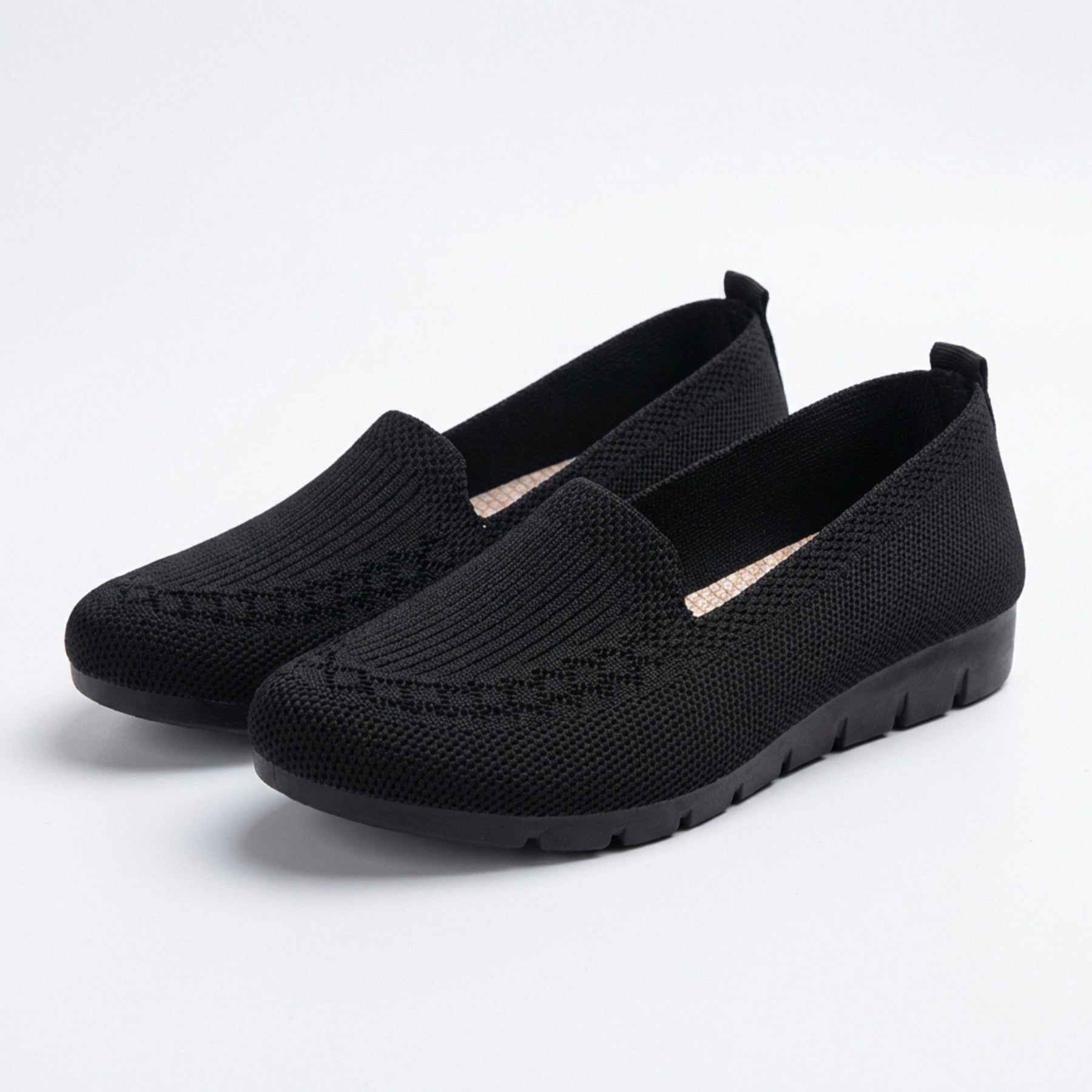 Mocassins maille stretch slip-on femme silhouette basse bout arrondi