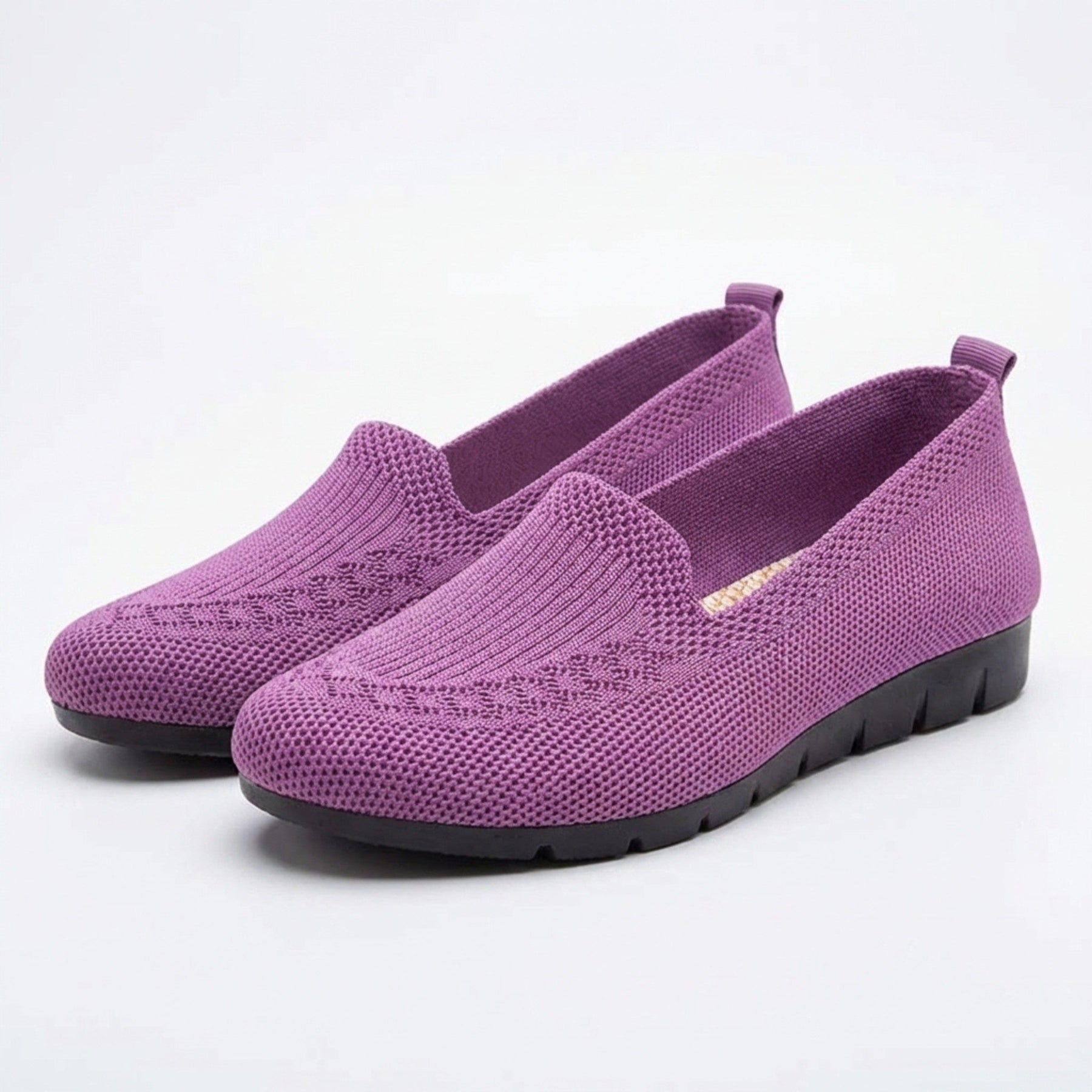 Mocassins maille stretch slip-on femme silhouette basse bout arrondi