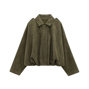 Veste Bomber en Suède pour Femmes - Style Vintage et Confort Ample