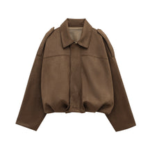 Veste Bomber en Suède pour Femmes - Style Vintage et Confort Ample