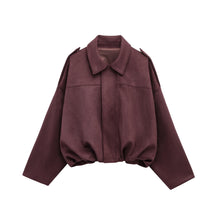 Veste Bomber en Suède pour Femmes - Style Vintage et Confort Ample