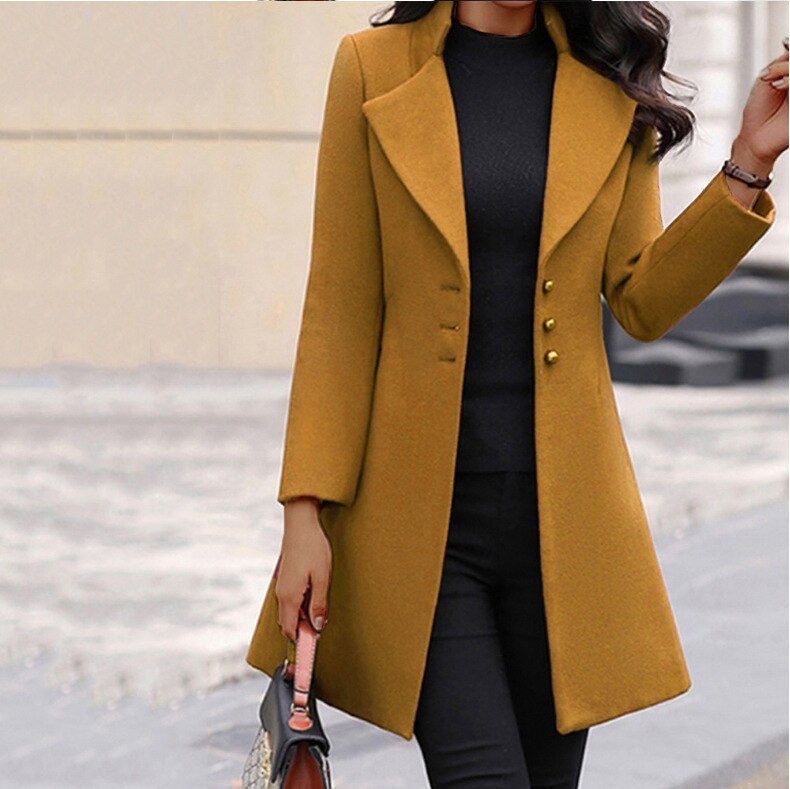 Manteau Femme en Laine Mélangée - Élégant et Sur Mesure pour l'Hiver
