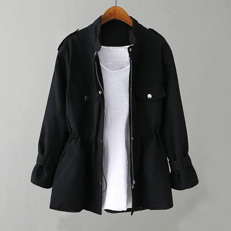 Manteau Trench Femme Chic - Poches à Rabat et Ajustement Slim