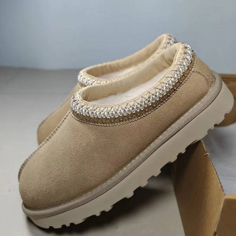 Bottes à Plateforme Beiges pour Femmes - Confort Hivernal avec Doublure en Fourrure