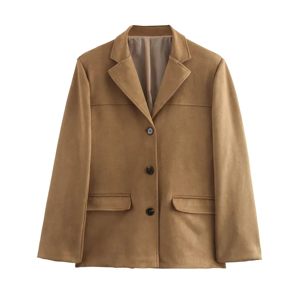 Veste en Suède Marron pour Femmes - Style Vintage et Confort Doux