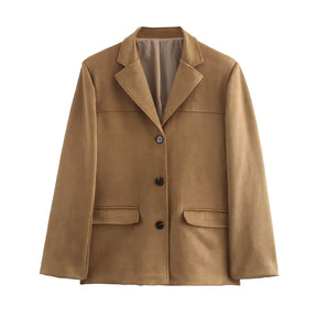 Veste en Suède Marron pour Femmes - Style Vintage et Confort Doux
