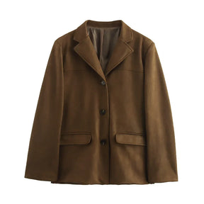 Veste en Suède Marron pour Femmes - Style Vintage et Confort Doux
