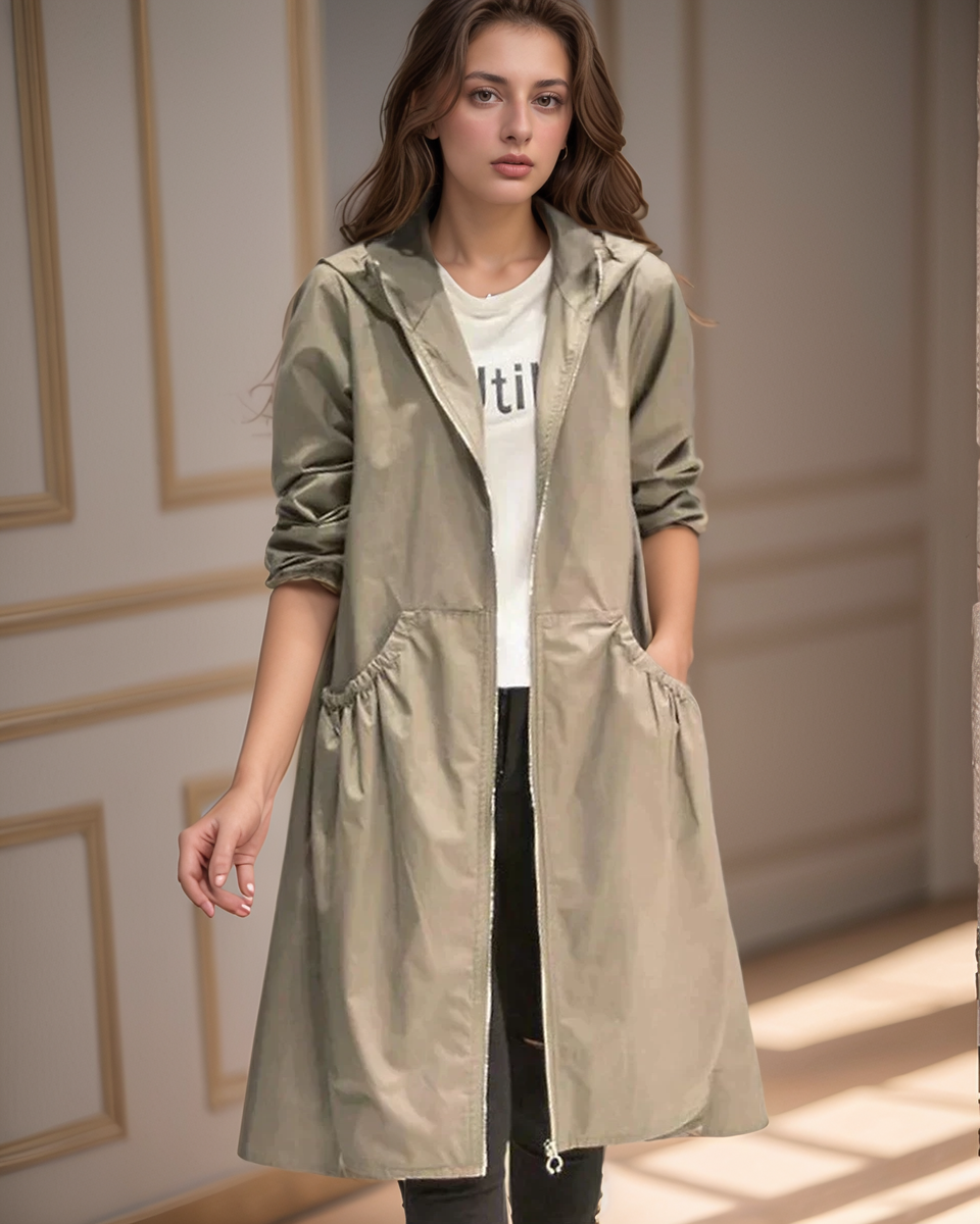 Veste Impermeable pour Femmes - Légère, Longueur Genou, Coupe Décontractée