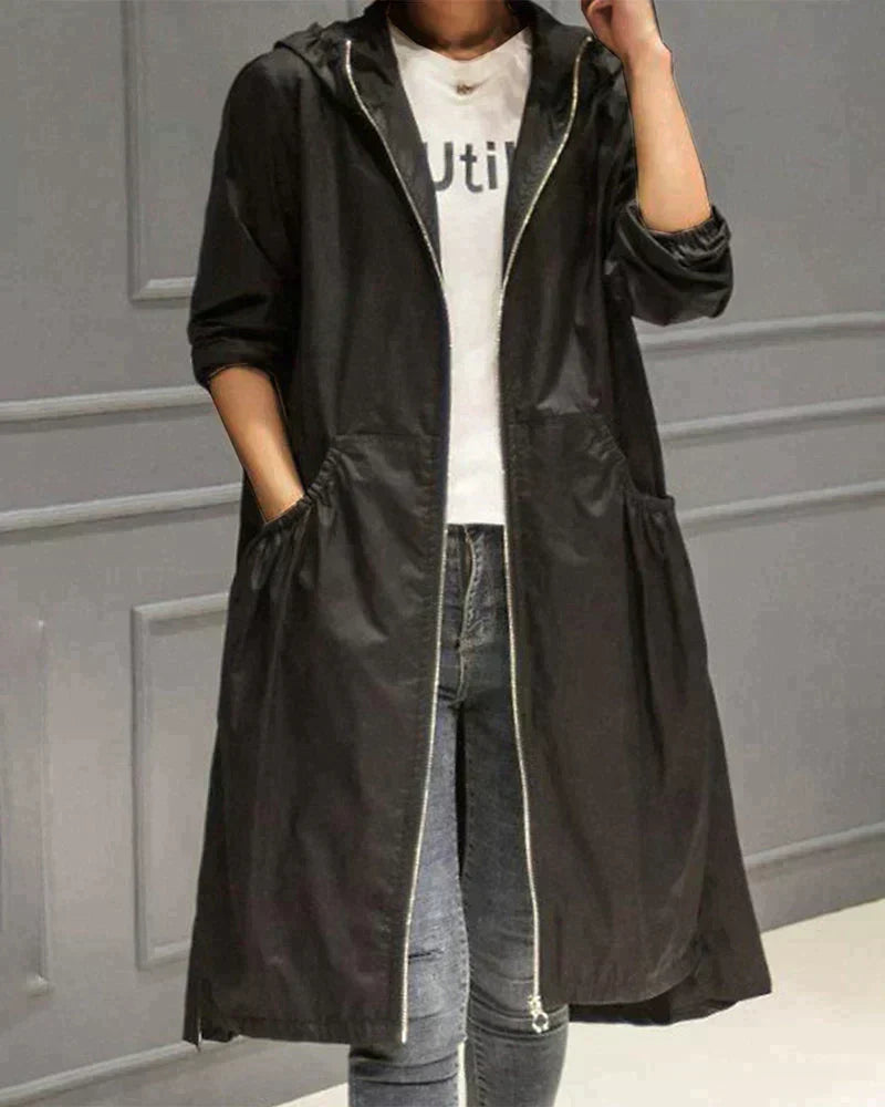 Veste Impermeable pour Femmes - Légère, Longueur Genou, Coupe Décontractée