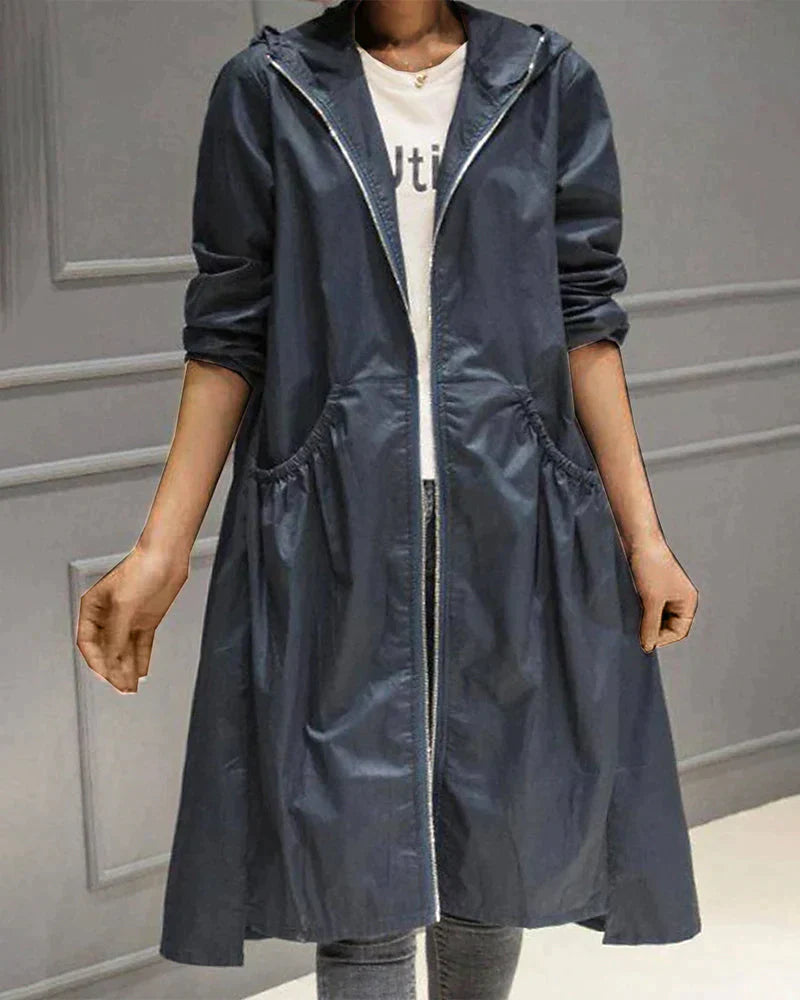 Veste Impermeable pour Femmes - Légère, Longueur Genou, Coupe Décontractée