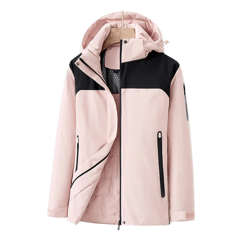 Veste Imperméable pour Femmes - Capuche Détachable et Poches Zippées