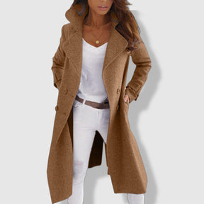 Manteau Trench Femme en Laine - Élégant à Double Boutonnage et Large Revers