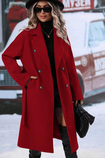 Manteau Long en Laine pour Femmes - Design Croisé et Coupe Décontractée