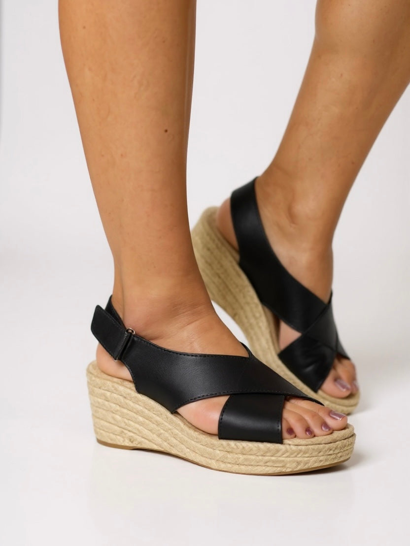 Sandales compensées espadrille tressées réglables esprit estival pour femme
