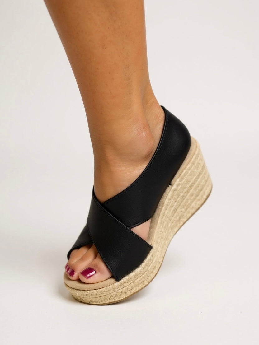 Sandales compensées espadrille tressées réglables esprit estival pour femme