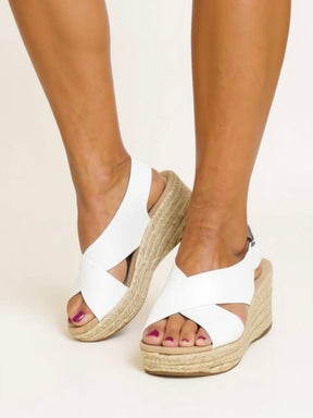 Sandales compensées espadrille tressées réglables esprit estival pour femme