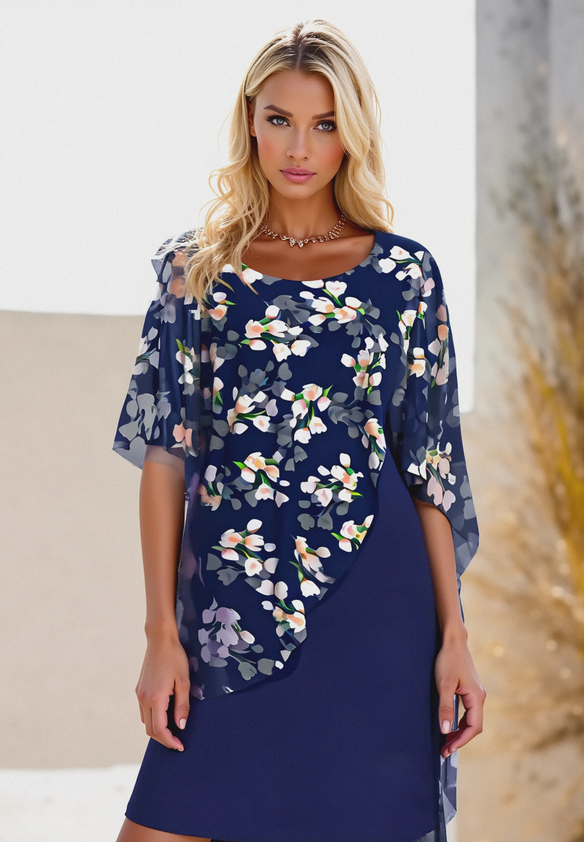 Robe invitée mariage imprimé floral voile de mousseline fluide et raffinée
