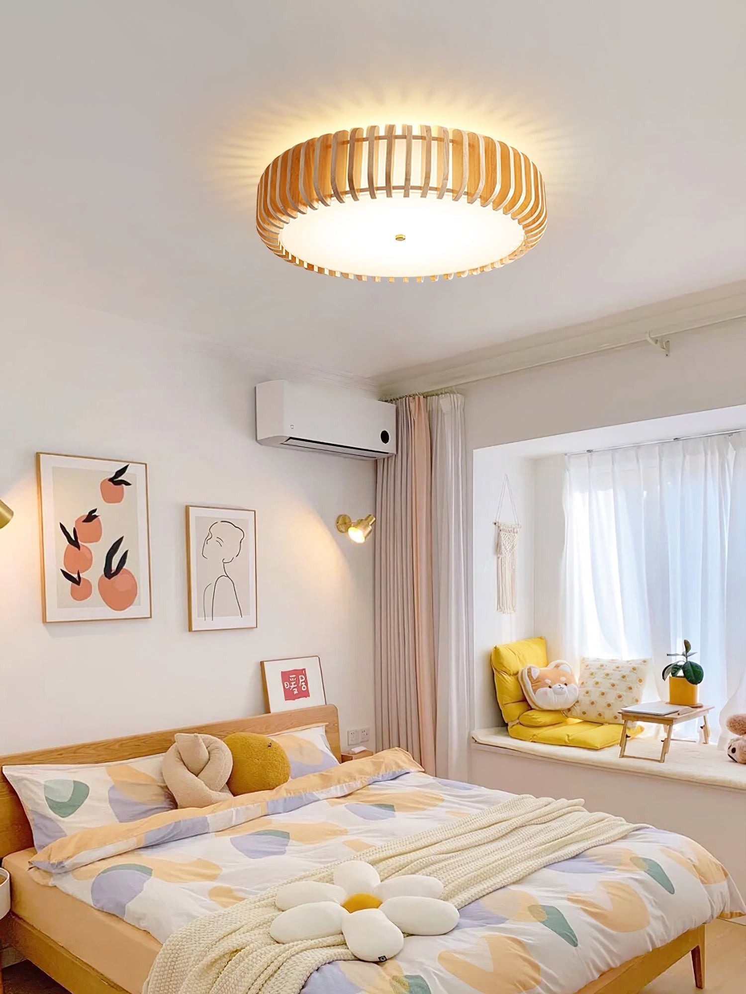 Lampe de Plafond en Bois - Élégance Naturelle et Lumière Chaude