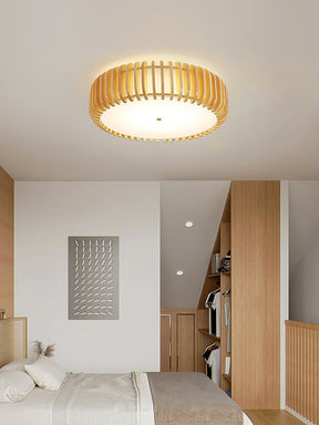 Lampe de Plafond en Bois - Élégance Naturelle et Lumière Chaude