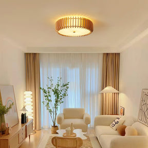 Lampe de Plafond en Bois - Élégance Naturelle et Lumière Chaude