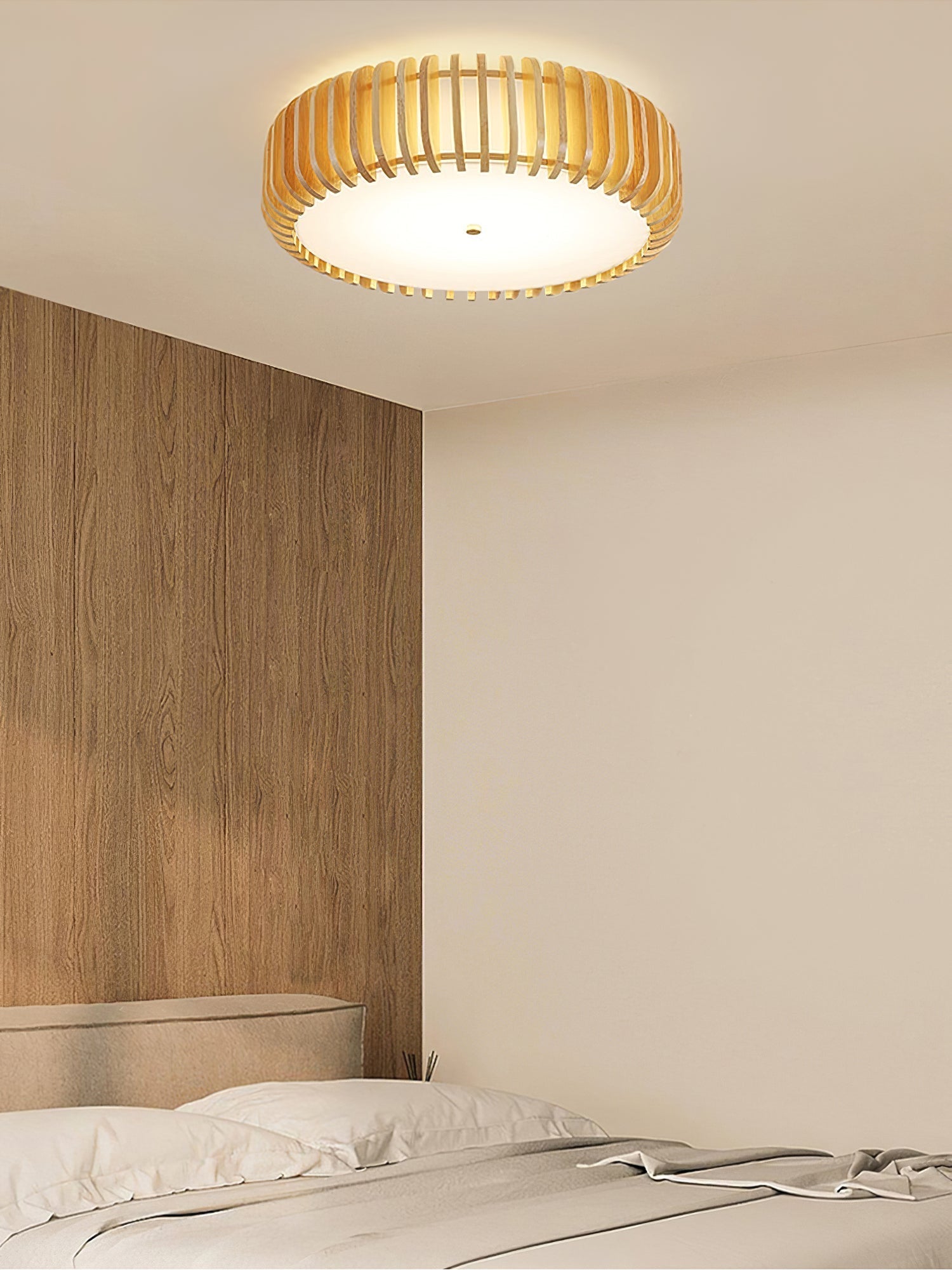 Lampe de Plafond en Bois - Élégance Naturelle et Lumière Chaude