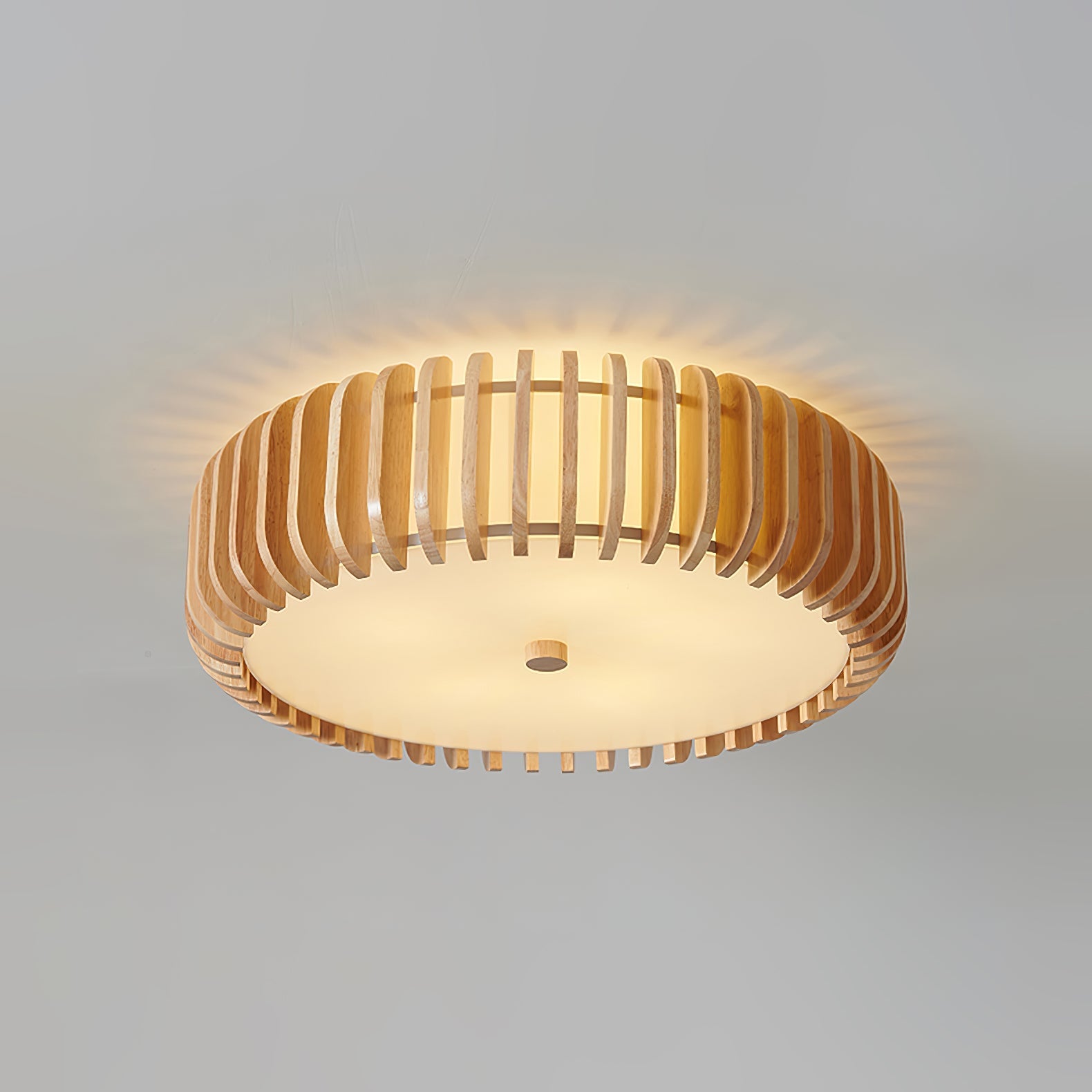 Lampe de Plafond en Bois - Élégance Naturelle et Lumière Chaude
