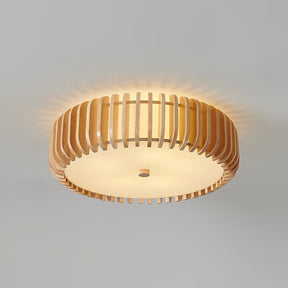 Lampe de Plafond en Bois - Élégance Naturelle et Lumière Chaude