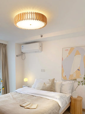 Lampe de Plafond en Bois - Élégance Naturelle et Lumière Chaude
