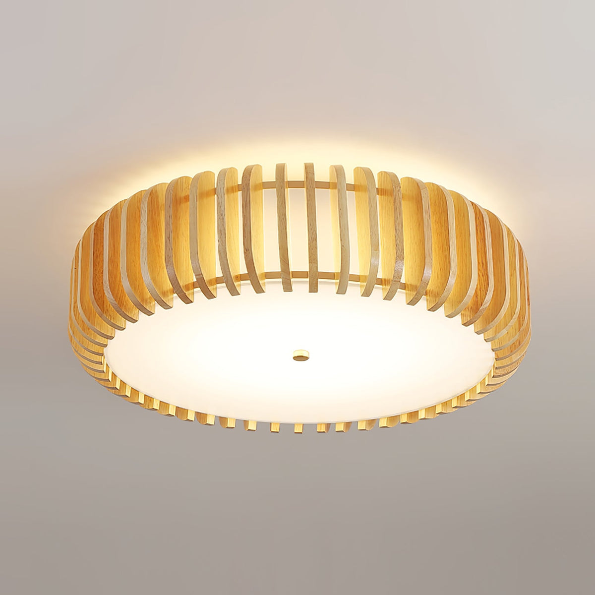 Lampe de Plafond en Bois - Élégance Naturelle et Lumière Chaude