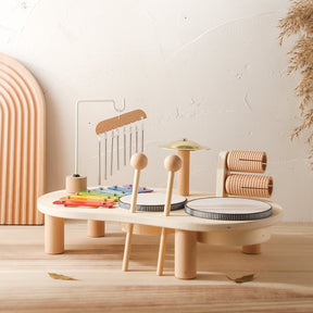Table de Musique en Bois pour Enfants - Instrument Éducatif avec Tambours et Xylophone