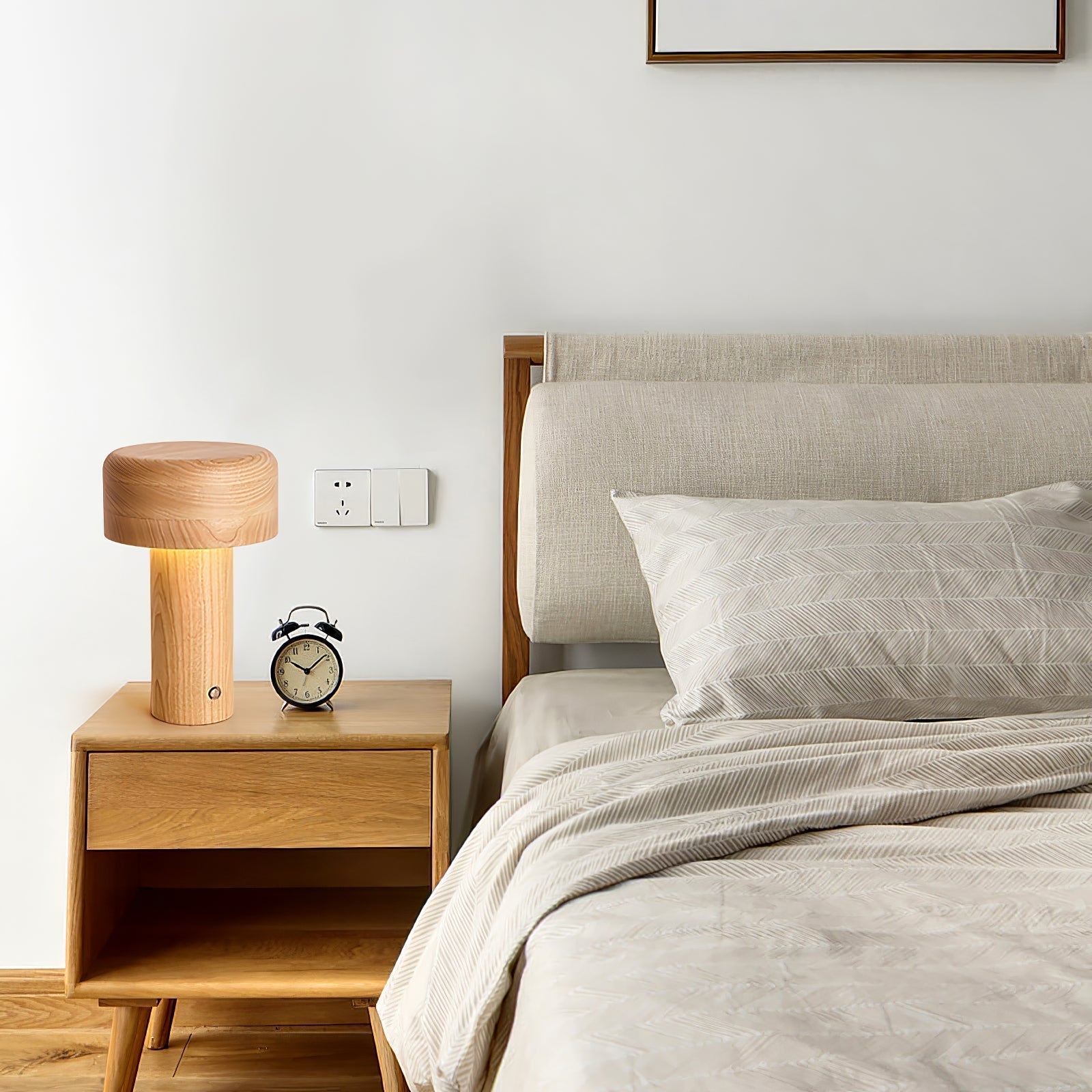 Lampe de Table Élégante en Bois - Design Dimmable et Lumière Chaleureuse