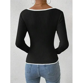 T-shirt à Manches Longues Femme - Décolleté en V Flatteur et Confort Élégant