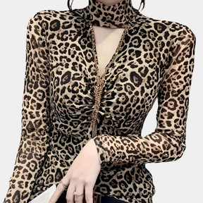 Haut Léopard Élégant pour Femmes - Style Polyvalent et Confortable