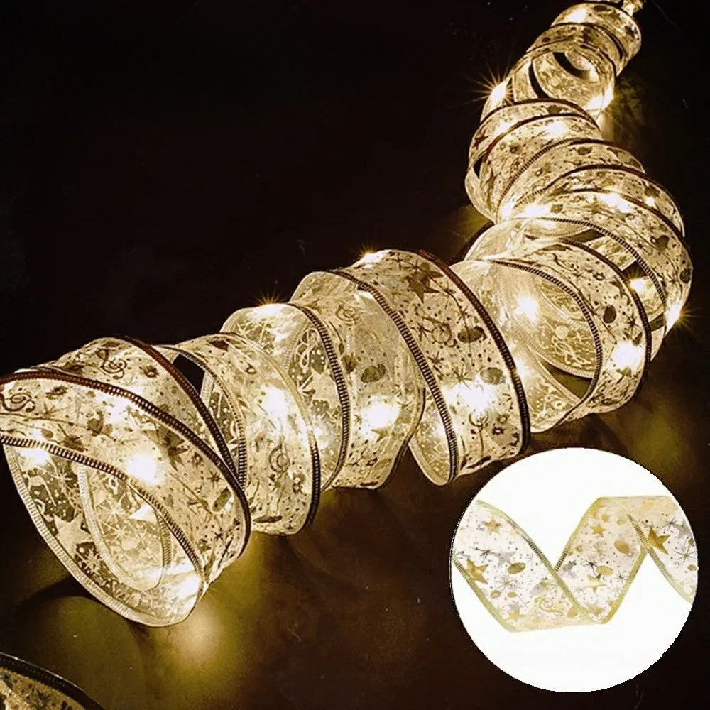 Guirlande de Noël avec Rubans - Décoration Festive et Éclairante