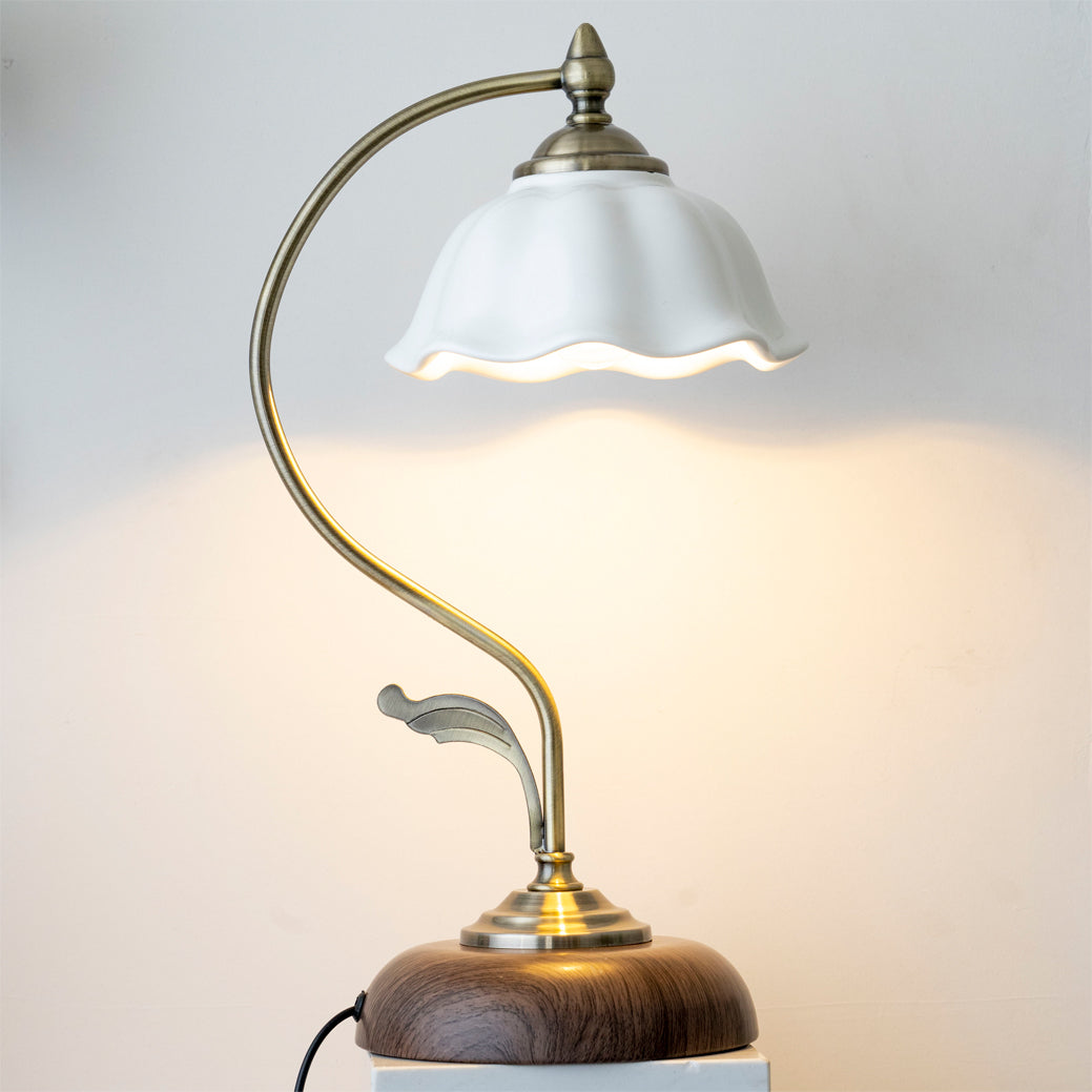 Lampe de Bureau en Céramique et Bois - Élégance et Lumière Ciblée pour Votre Espace