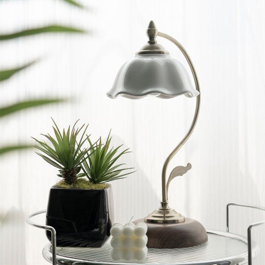 Lampe de Bureau en Céramique et Bois - Élégance et Lumière Ciblée pour Votre Espace