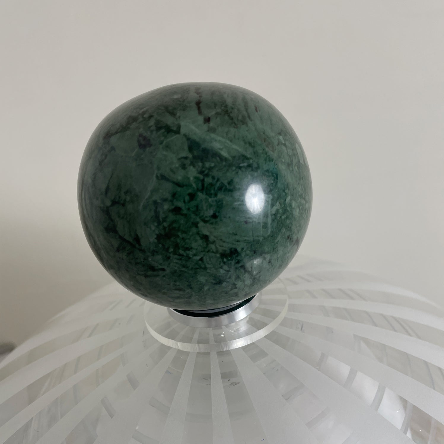 Lampe de Table Élégante en Verre - Base en Marbre Vert et Design Raffiné