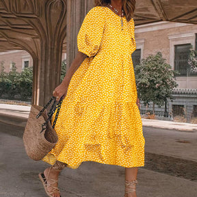 Robe Midi Été en Polyester - Confort et Style pour Journées Chaudes