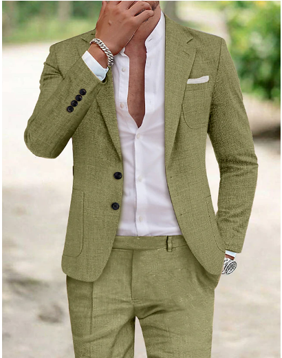 Costume en Lin à Deux Boutons - Élégance et Confort pour Occasions Formelles
