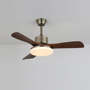 Ventilateur de Plafond en Bois - Élégance Naturelle et Éclairage Doux