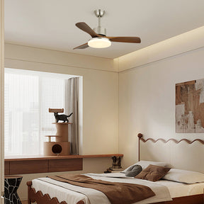 Ventilateur de Plafond en Bois - Élégance Naturelle et Éclairage Doux