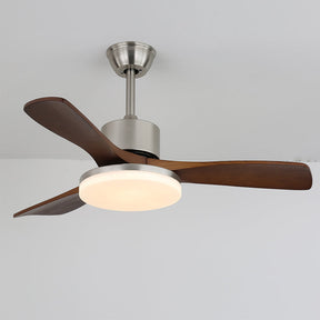 Ventilateur de Plafond en Bois - Élégance Naturelle et Éclairage Doux
