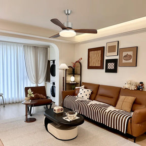 Ventilateur de Plafond en Bois - Élégance Naturelle et Éclairage Doux