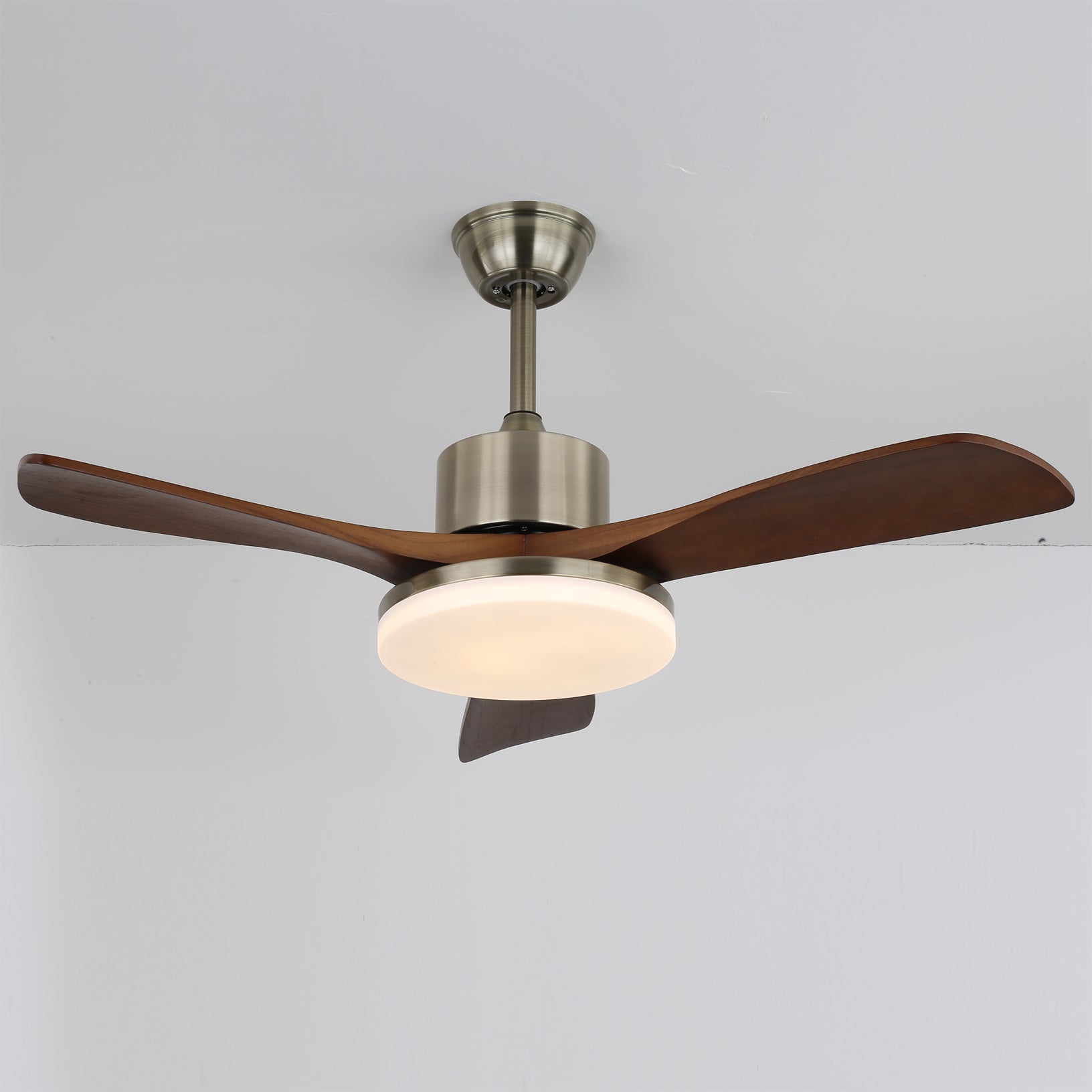 Ventilateur de Plafond en Bois - Élégance Naturelle et Éclairage Doux