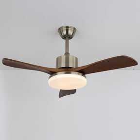 Ventilateur de Plafond en Bois - Élégance Naturelle et Éclairage Doux