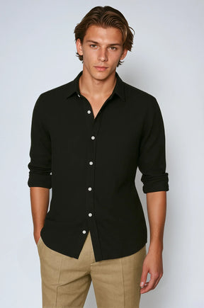 Chemise en Lin Noir pour Hommes - Élégance et Confort au Quotidien
