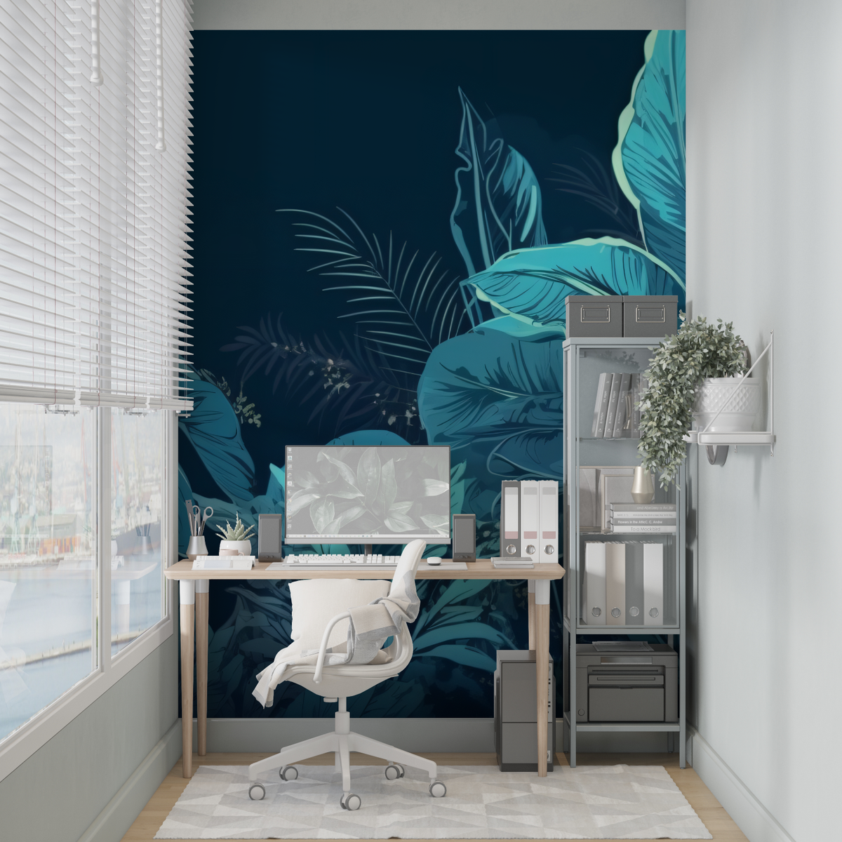 Papier Peint Jungle Bleu Canard