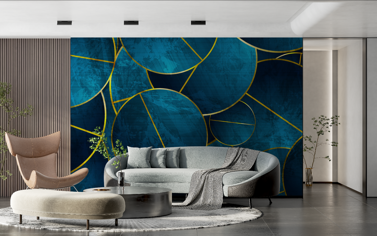 Teal And Gold Pattern Wallpaper