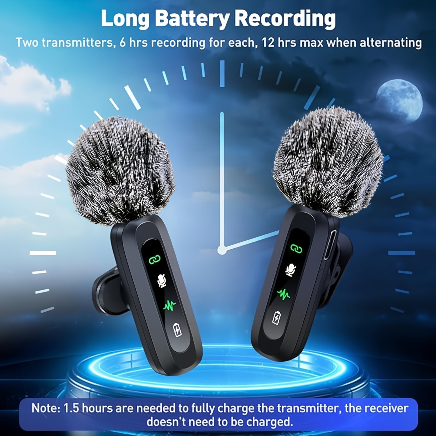 Microphone Lavalier Sans Fil USB-C - Design Compact pour Podcasts et Vlogs