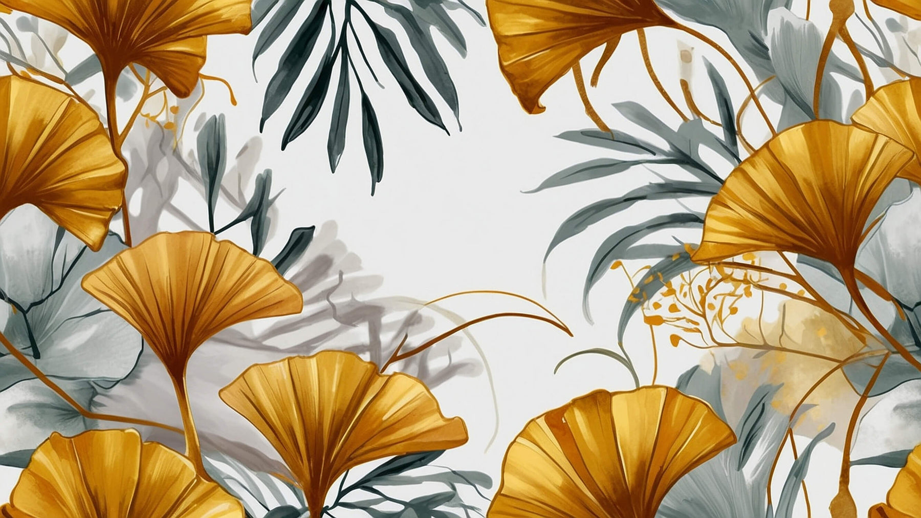 Mustard Yellow and Grey Wallpaper